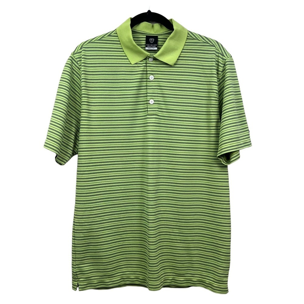 Nike Golf Polo Shirt FITDRY Striped Green Short Sleeve‎ Men Size M*